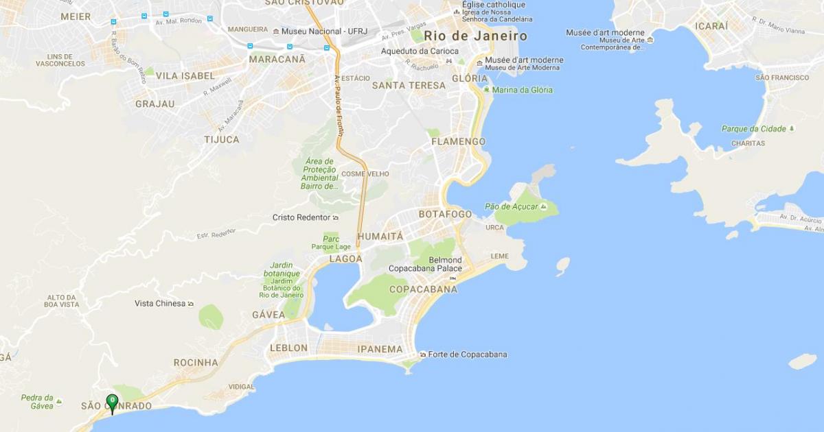 Mapa pláž São Conrado