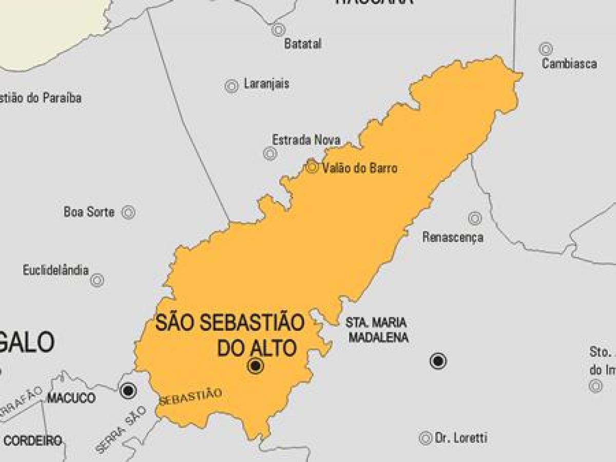 Mapa São Sebastião dělat Alto obce