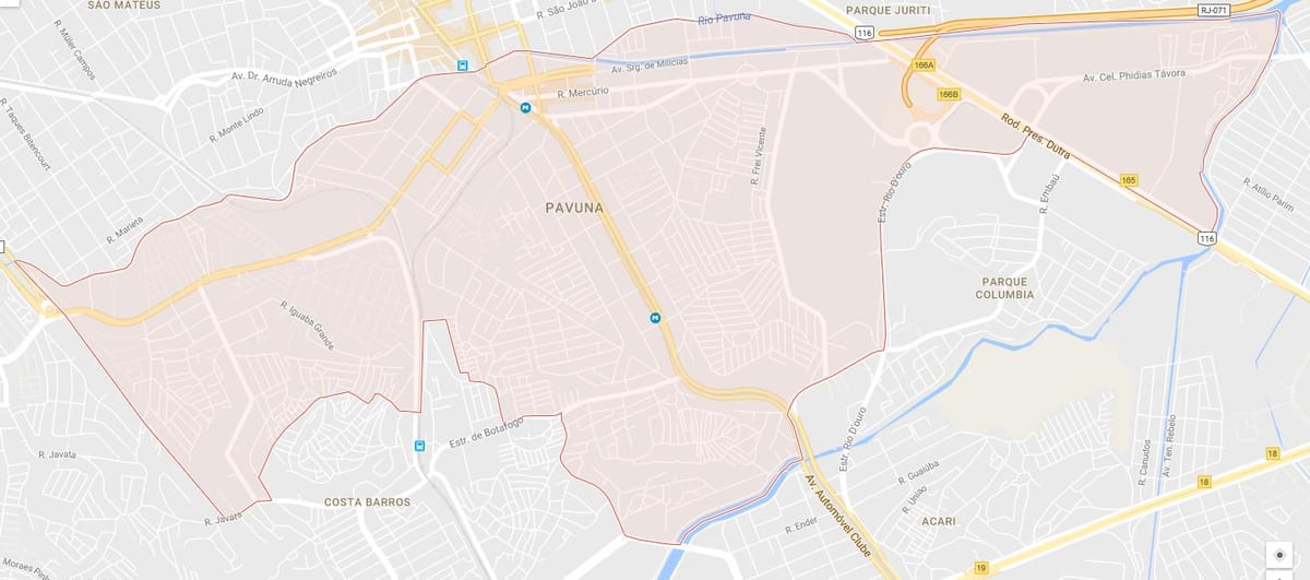 Mapa blízkosti pavuna
