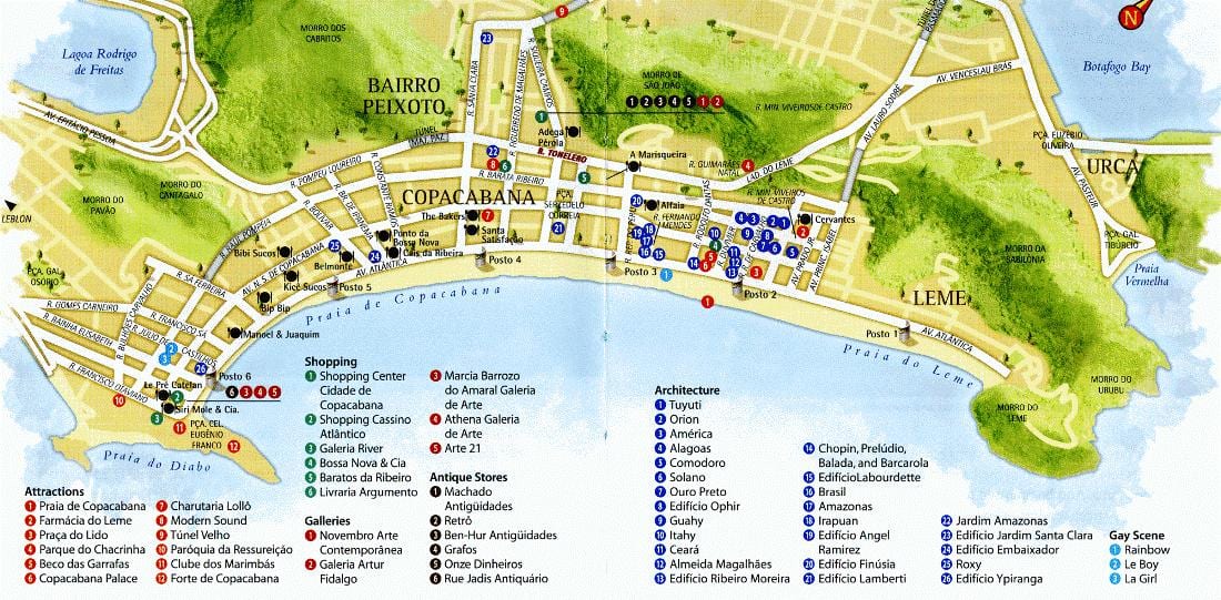 Mapa Copacabana beach