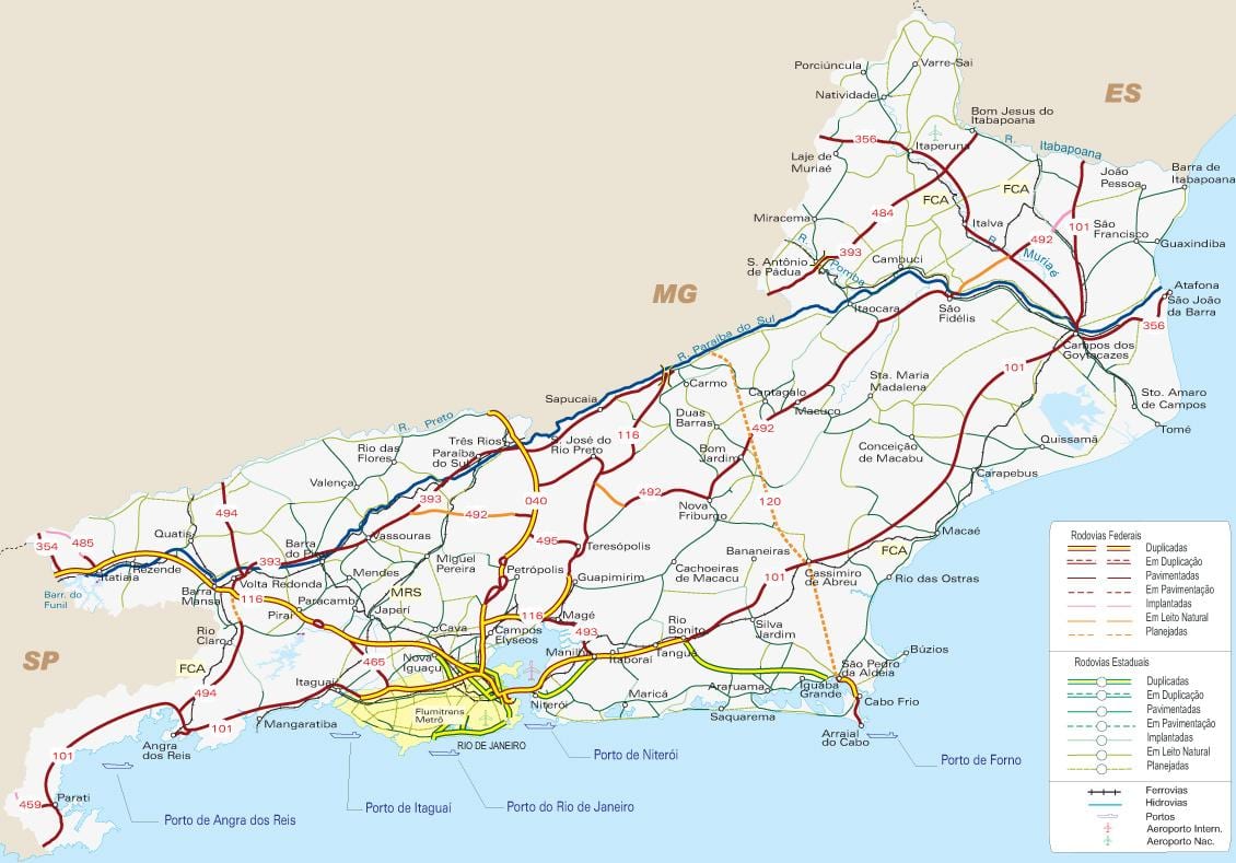 Mapa dálnic Rio de Janeiro