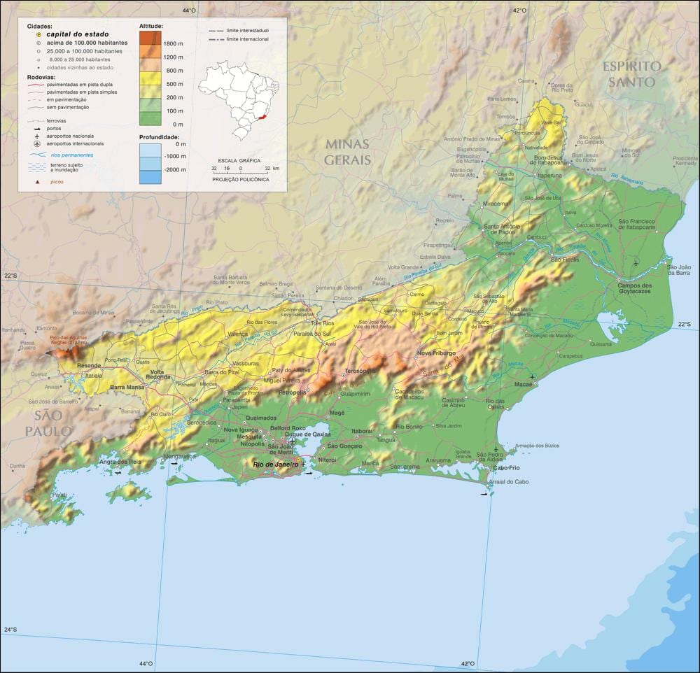Mapa zeměpisná Rio de Janeiro