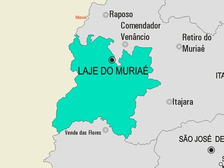Mapa Laje dělat Muriaé obce