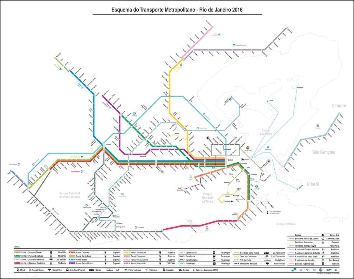 Mapa lanovkou z Providencia