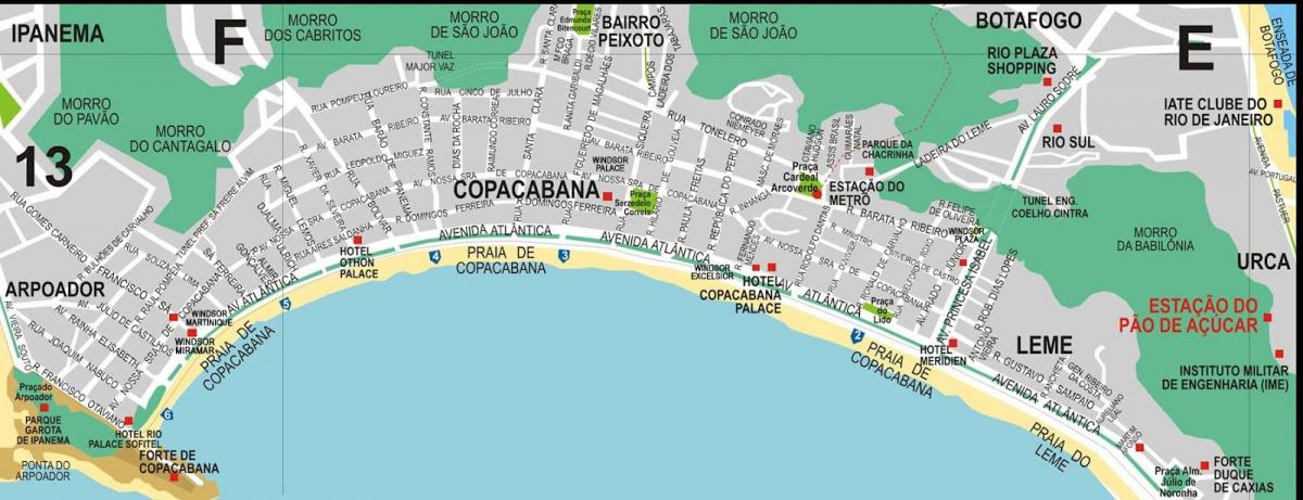 Mapa Leme beach