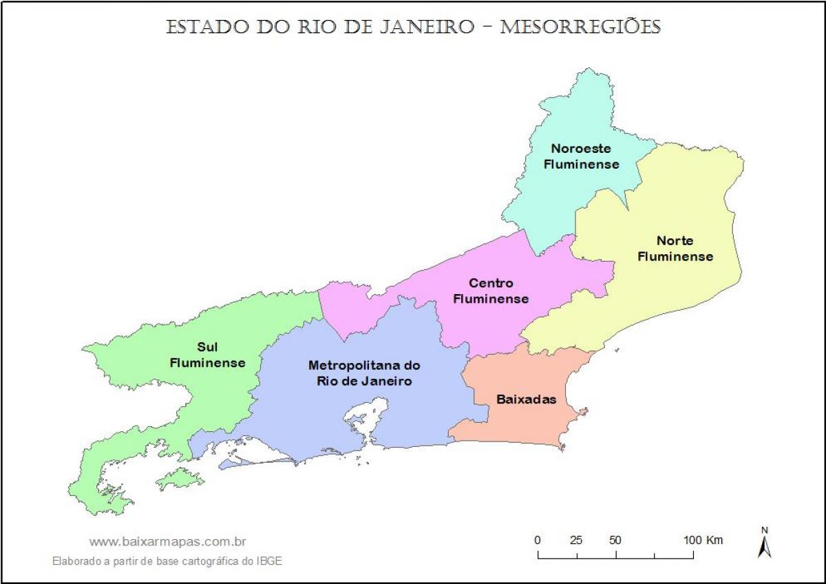 Mapa mesoregions Rio de Janeiro