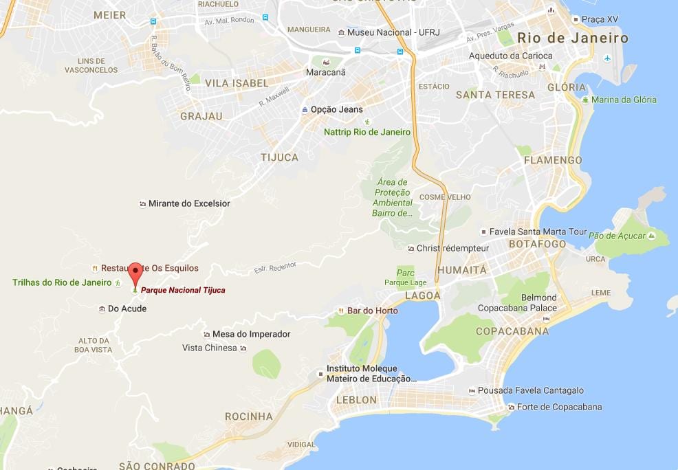 Mapa národní park Tijuca