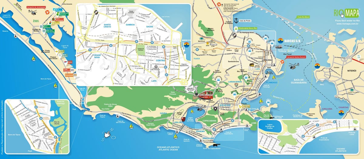 Mapa památek v Rio de Janeiro