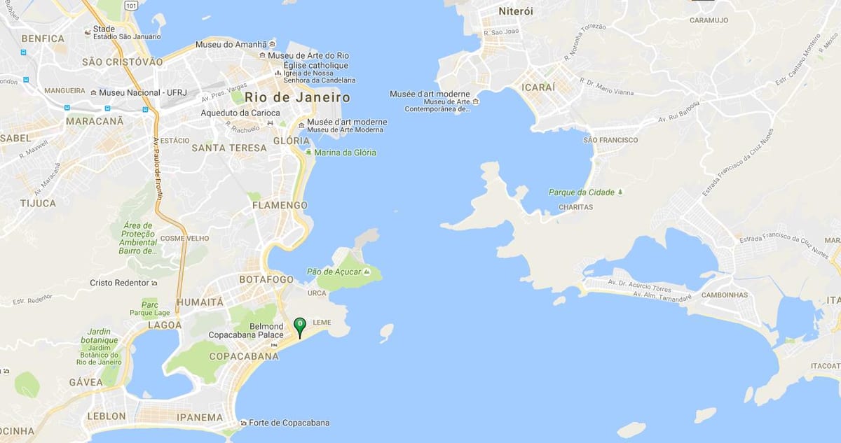 Mapa pláži Copacabana