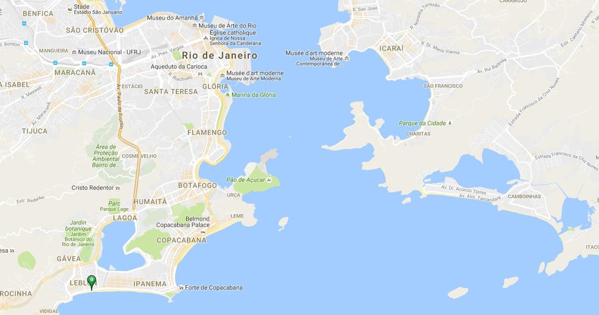 Mapa pláž Leblon
