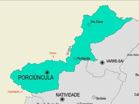 Mapa obce Porciúncula