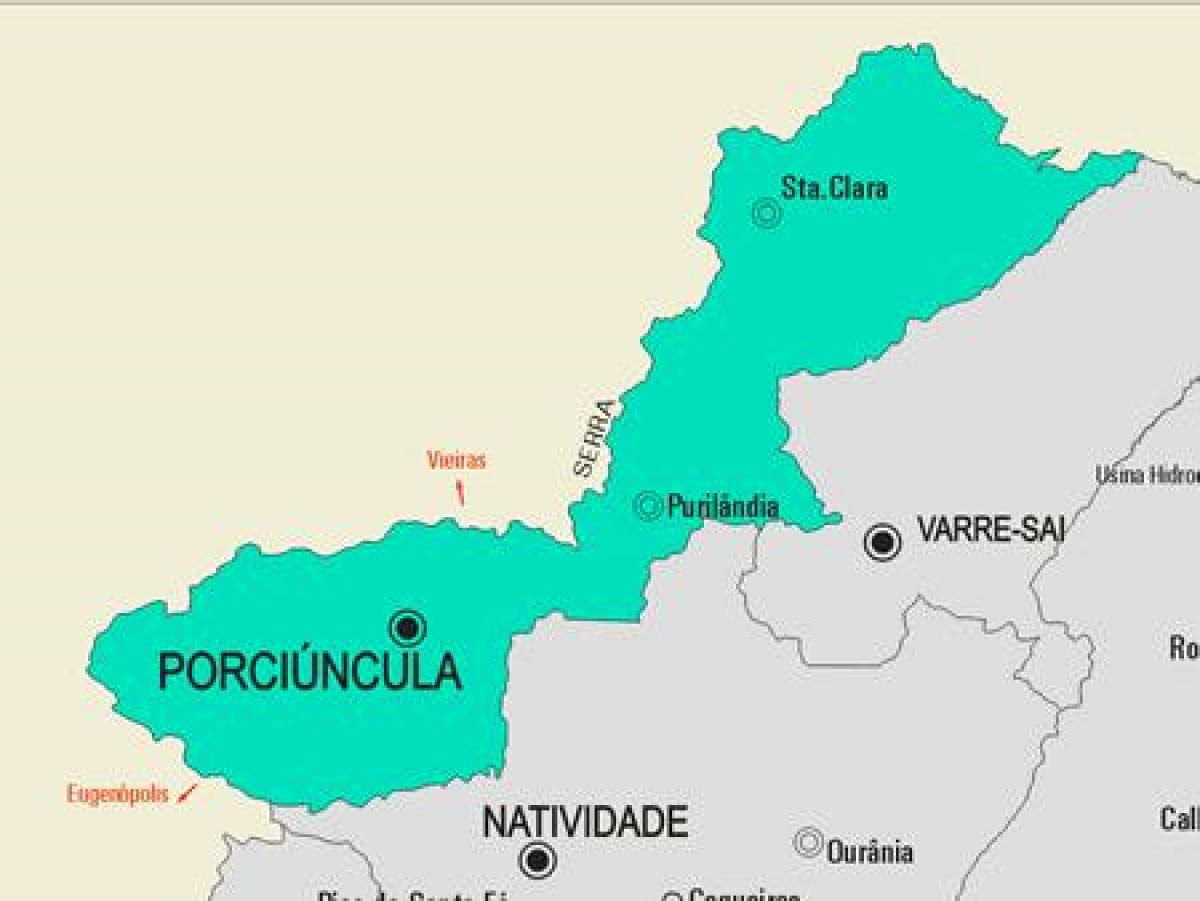 Mapa obce Porciúncula