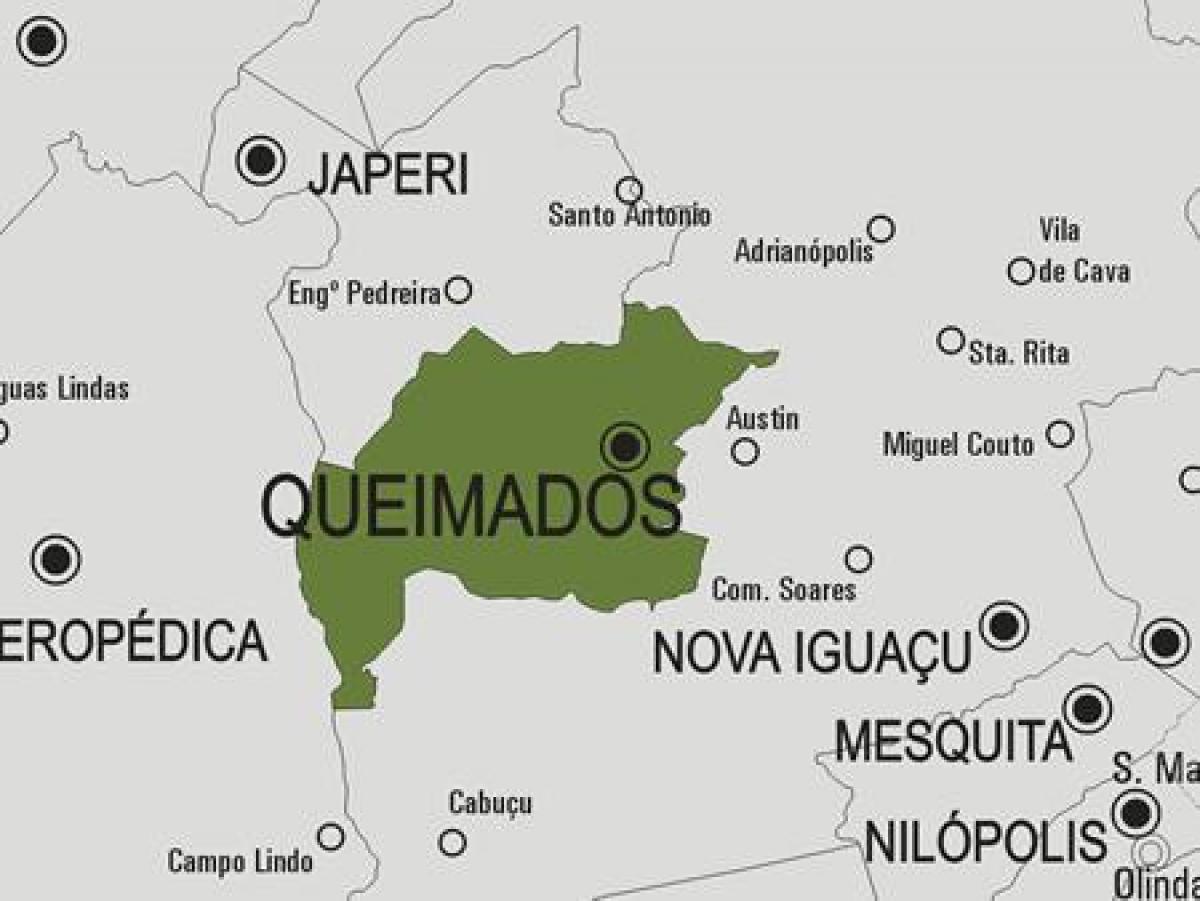 Mapa obce Queimados