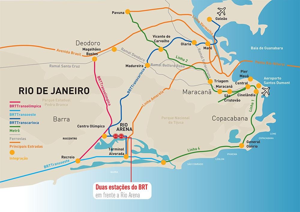 Mapa Rio Arena umístění