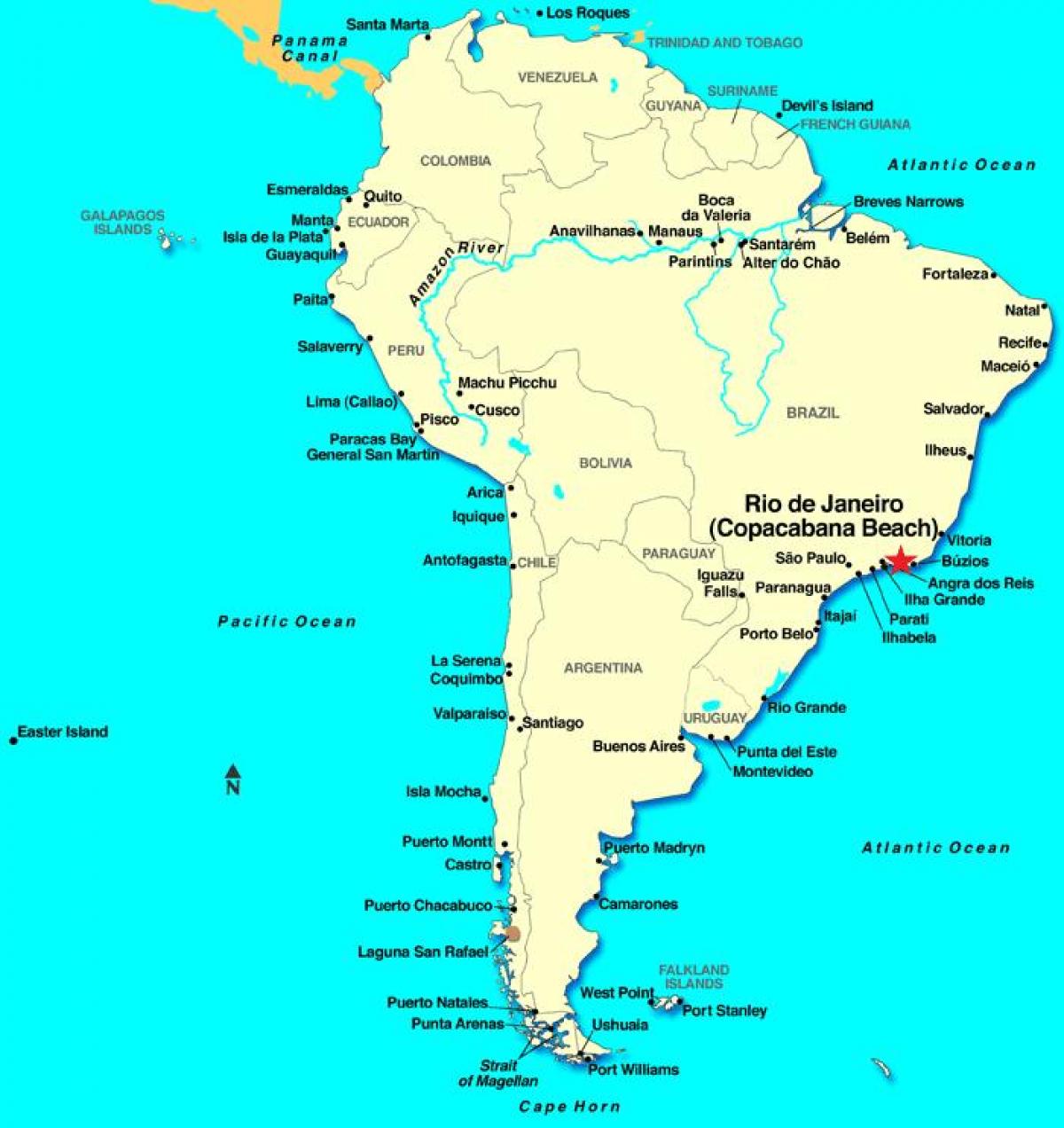 Mapa Rio de Janeiro v Jižní Americe