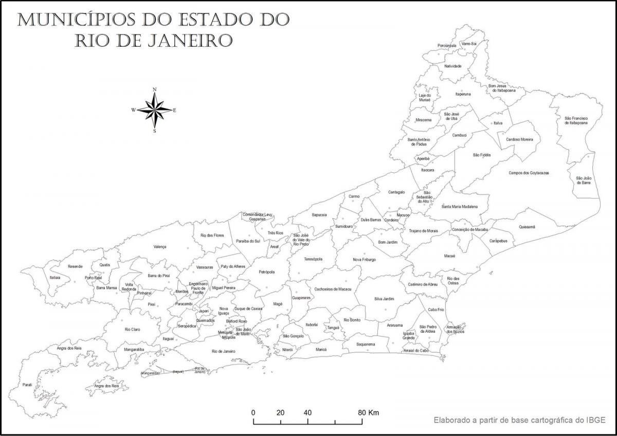 Mapa Rio de Janeiro černé a bílé