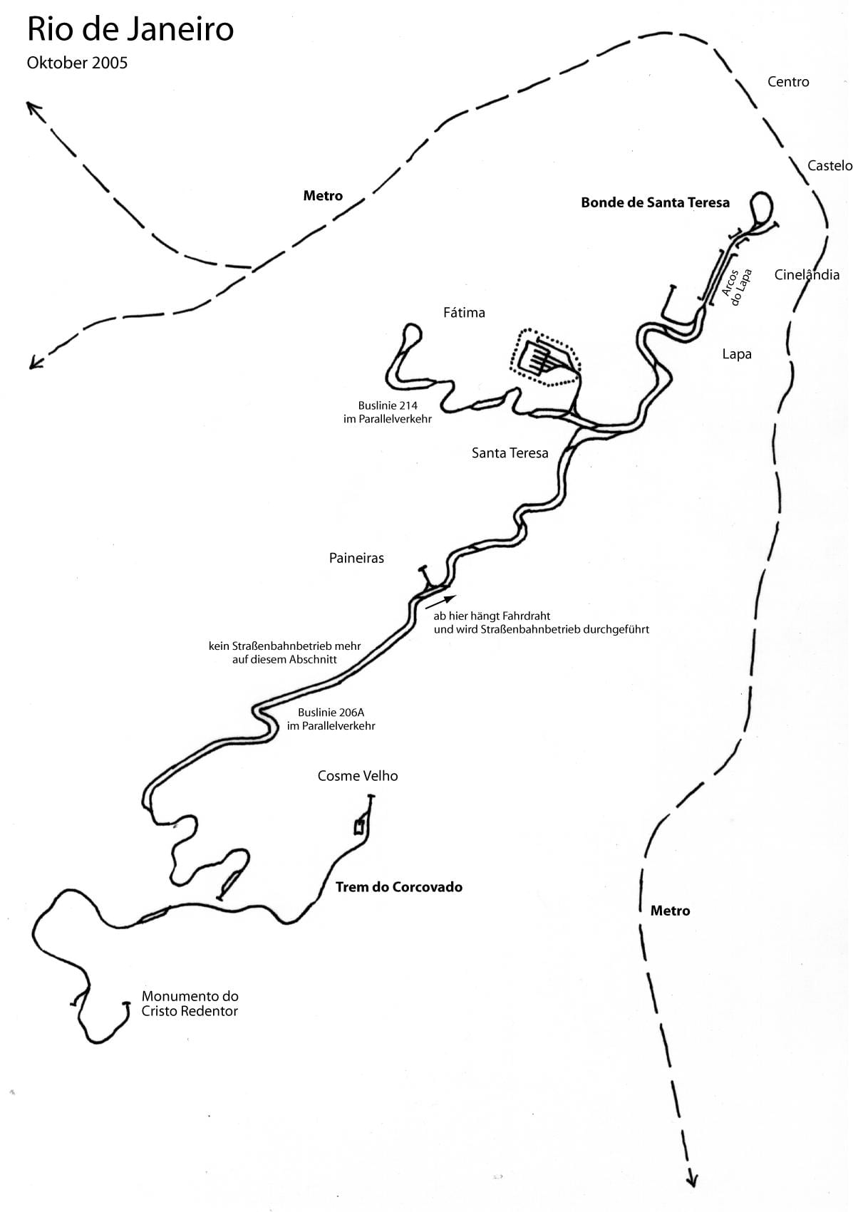 Mapa Santa Teresa tram