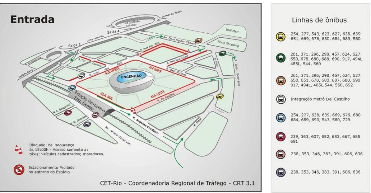 Mapa stadionu Engenhão transporty