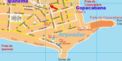 Mapa Arpoador beach