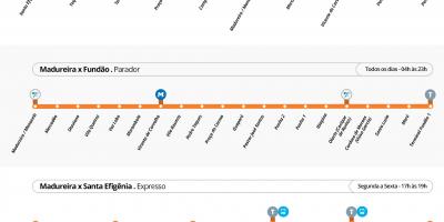Mapa BRT TransCarioca - Stanice