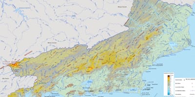 Mapa reliéfu státu Rio de Janeiro