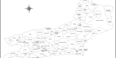 Mapa Rio de Janeiro černé a bílé