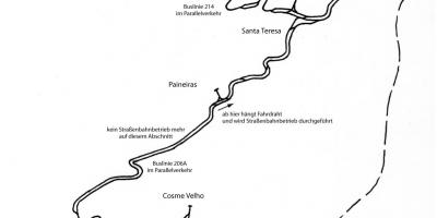 Mapa Santa Teresa tram - Linka 1