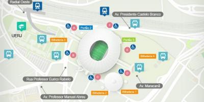 Mapa stadionu Maracanã accès